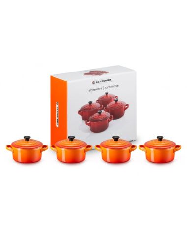 Le Creuset Steingut-Set mit 4 Petite-Kasserollen