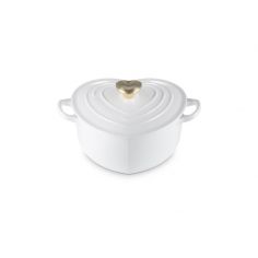 Cocotte Cœur en fonte émaillée avec bouton cœur Blanc Le Creuset